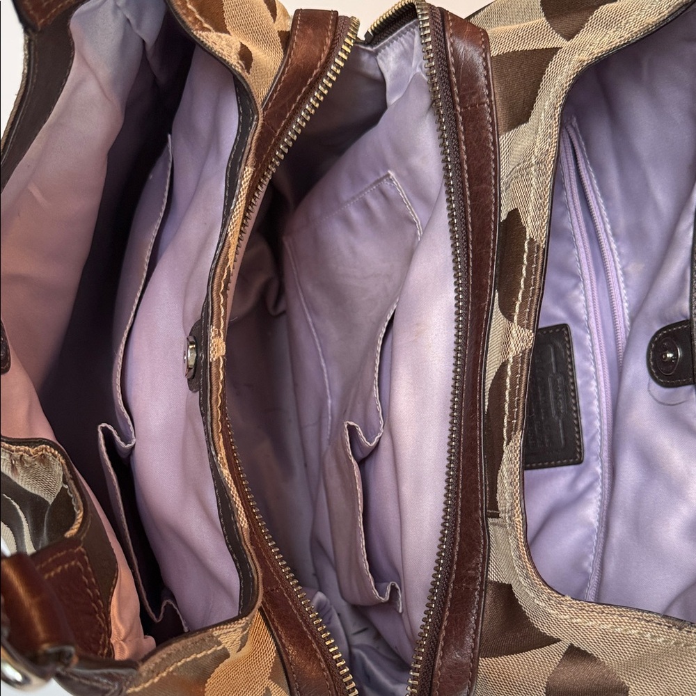 Coach Brown and Tan Signature Shoulder Bag - Picture 6 of 13
